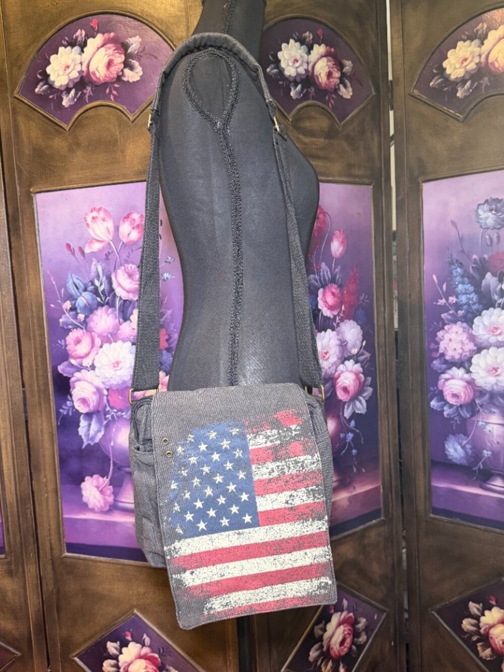Robin Ruth USA American Flag Canvas Crossbody Messenger Bag Cotton